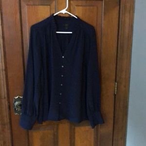 J. Crew Silk Navy Blouse